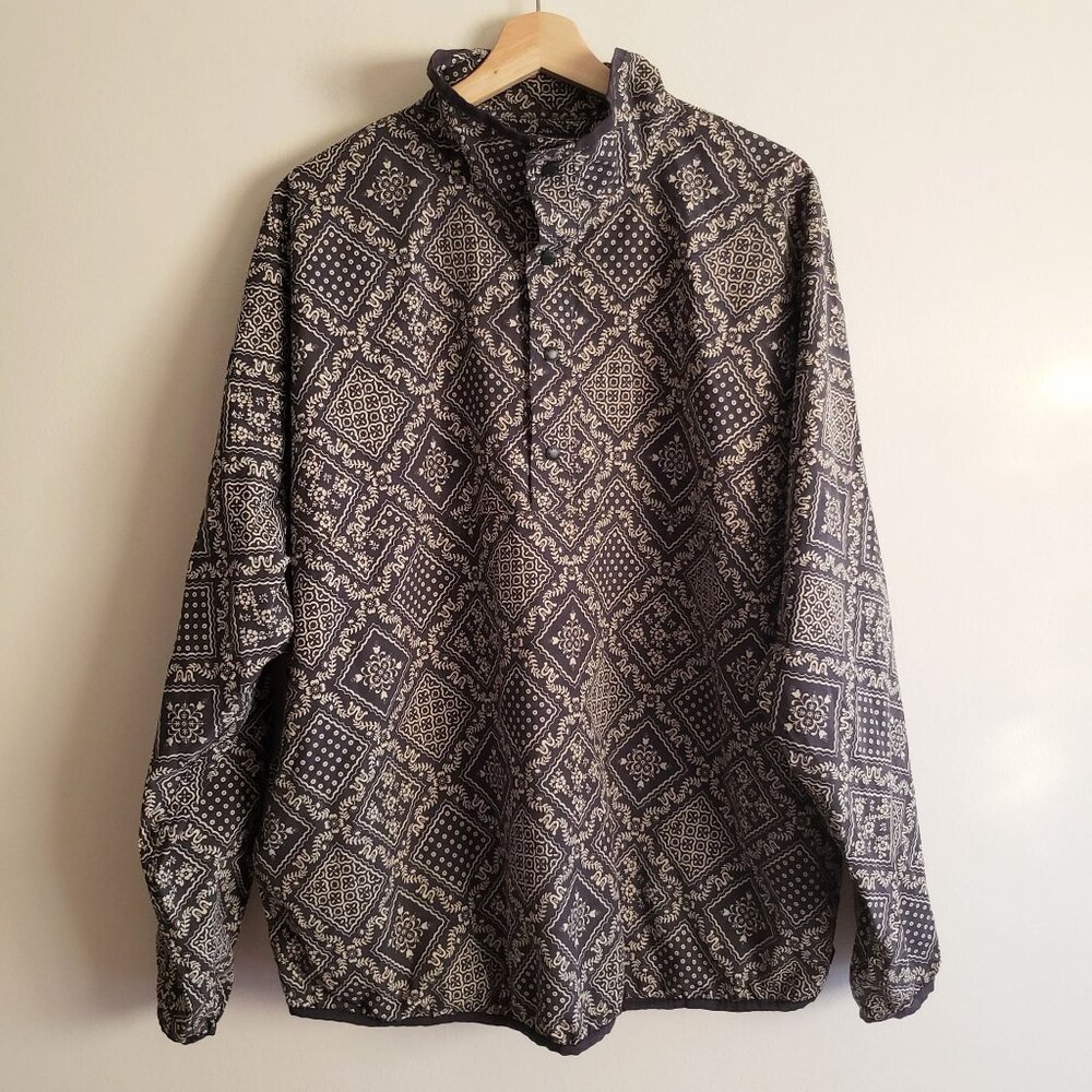 Reyn Spooner Lahaina Jacket L Black Bandana Print Lightweight Pullover